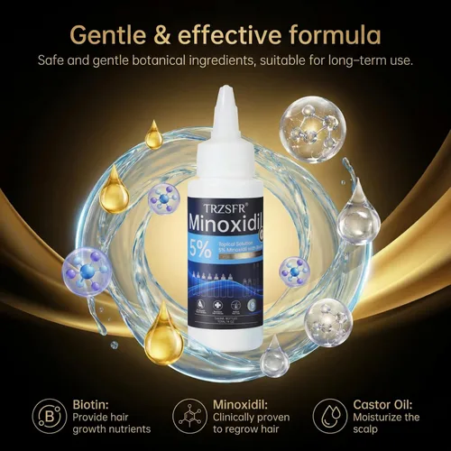 Vista 2 de Minoxidil - 5% para hombres y mujeres con aplicador de rodillo y bolígrafos aplicadores de precisión, solución tópica extra fuerte