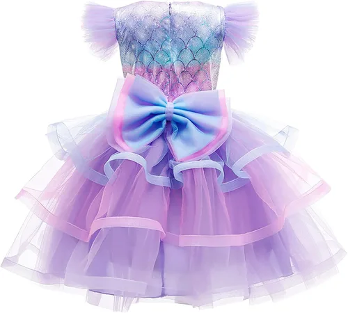 Vista 3 de AmzBarley Vestido de sirena para niñas con accesorios