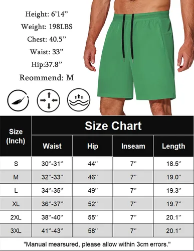 Vista 6 de COOFANDY Pantalones cortos de entrenamiento para hombre de 7 pulgadas, paquete de 2 pantalones cortos de entrenamiento ajustados de secado rápido