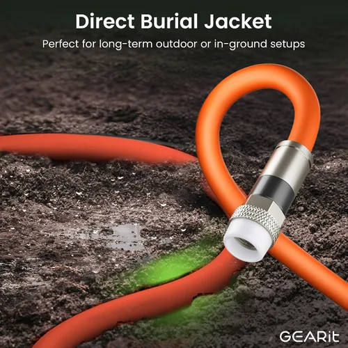 Vista 6 de GEARit Cable coaxial para enterramiento directo (15 pies) RG6 70 ohmios RF impermeable subterráneo en pared con protector de goma, Internet de alta
