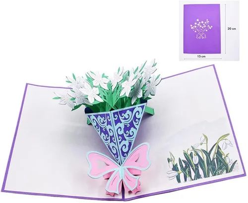 Vista 2 de Tarjetas emergentes de flores 3D, tarjeta de felicitación de flores con sobres para todas las ocasiones, 4 tarjetas de flores surtidas para Acción