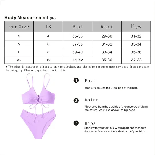Vista 6 de Seafung Conjunto de bikini sexy con nudo para mujer, traje de baño de corte alto de 2 piezas