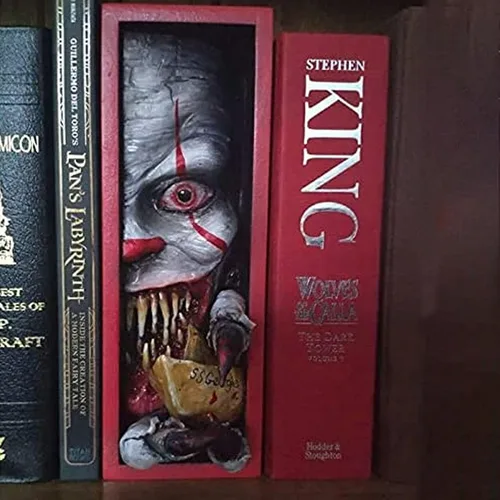 Vista 2 de Escultura de la biblioteca brillante de 7.8 pulgadas, decoración de Halloween, sujetalibros personalizados, mirando en la estantería, decoración