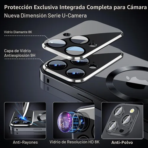 Vista 2 de Funda magnética de privacidad para iPhone 13 Pro, protección completa de la cámara, color negro [Mechanical Lock][Compatible with MagSafe]