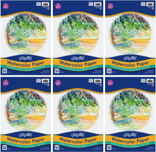 Vista 6 de UCreate Papel de acuarela, blanco, paquete, 140 lb., 9" x 12", 50 hojas