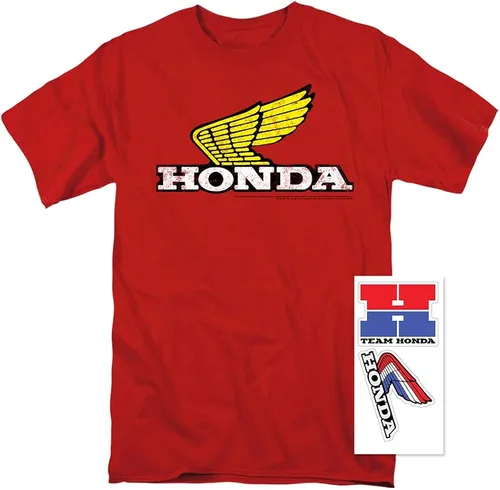 Vista 2 de Camiseta y calcomanías con logotipo de ala amarilla de Honda