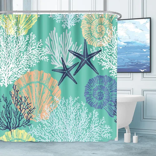 Vista 18 de Tritard Cortina de ducha pequeña de 36 x 72 pulgadas, tamaño medio, cortinas de ducha de tela impermeable náutica costera para baño, cortina de baño