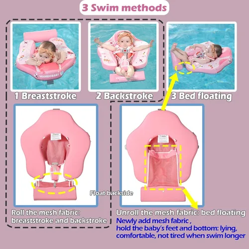 Vista 3 de Mambobaby Flotador con toldo mejorado no inflable para bebé, flotador inteligente de Mambo para natación, flotador de natación para bebé, flotador