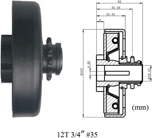 Vista 5 de Embrague centrífugo 3/4 "Diámetro #35 Cadena 12T para GO Kart Mini Bike Motor 3/4 Bar