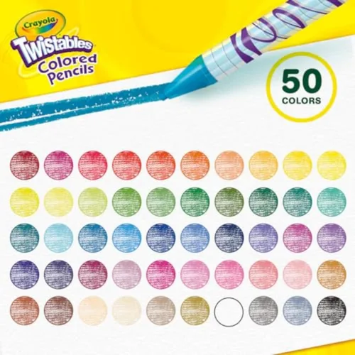 Vista 4 de Crayola Twistables - Juego de lápices de colores (50 unidades), regalo perfecto para calcetín navideño para niños y adolescentes, lápices