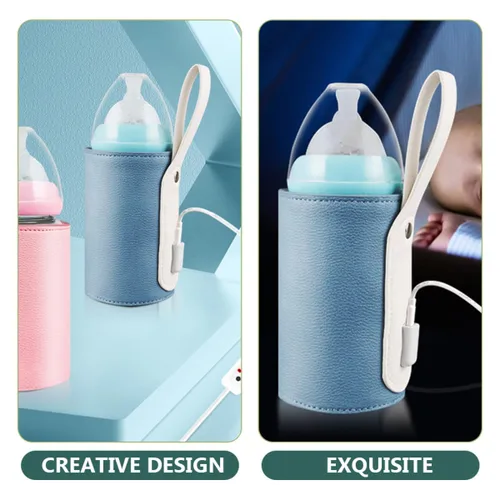 Vista 4 de FRCOLOR Portable Bottle Warmer Sleeve USB Rechargeable Travel Milk Heater with Intelligent Temperature Control and Timer Compact Insulated Warmer