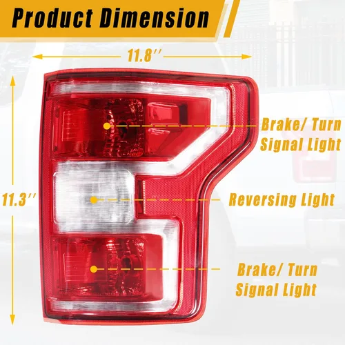 Vista 2 de Boine F150 - Luz trasera compatible con Ford F150 F-150 2018 2019 2020 - Lámpara de freno trasera del lado del conductor y del pasajero, bombilla