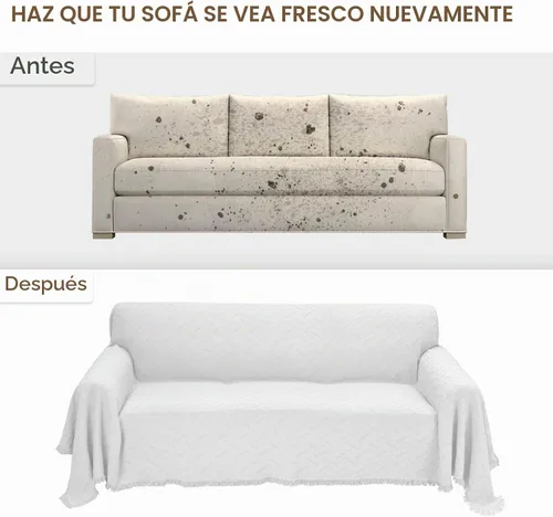 Vista 7 de RHF - Funda de sofá de diseños geométricos, para sofá de 3 cojines, ideal para sala de estar y como protectores de sofá para perros Beige-Blanco