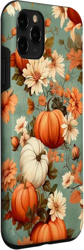 Vista 3 de Funda con temática de otoño para iPhone 11 Pro, diseño vintage de calabaza y calabaza para mujer