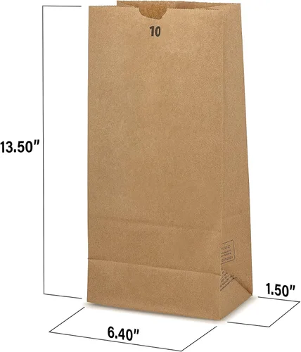 Vista 2 de MT Products Bolsas de almuerzo de 10 libras. Bolsas de papel kraft para comestibles y compras, paquete de 50