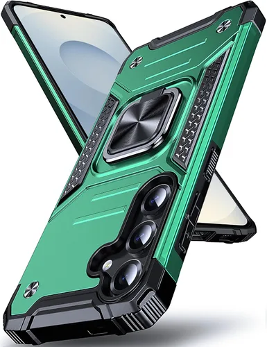 Vista 101 de DASFOND Diseñada para funda Galaxy S8 con soporte, anillo metálico giratorio mejorado de 360°, soporte kickstand de grado militar, resistente a