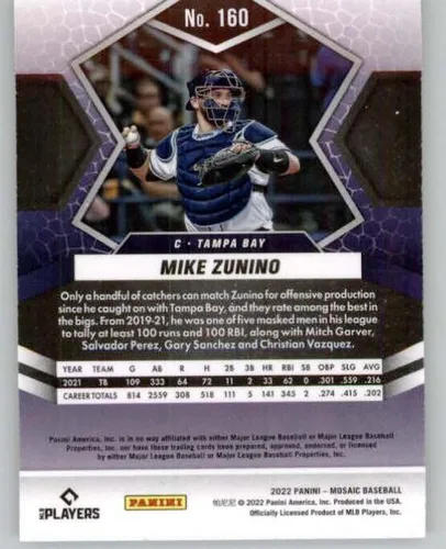 Vista 2 de 2022 Panini Mosaic #160 Mike Zunino Tampa Bay Rays Baseball Trading Card