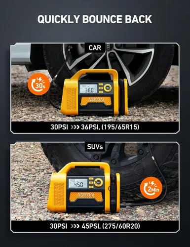 Vista 3 de AstroAI TC3 - Inflador de neumáticos de camión, compresor de aire portátil, bomba de aire inalámbrica de 150 PSI con batería de 4000 mAh, inflado