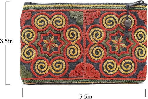 Vista 7 de Sabai Jai - Monedero hecho a mano - Pequeño bolso bordado Boho