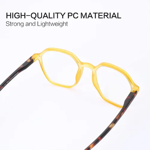 Vista 4 de ZENOTTIC Gafas de lectura con luz azul para mujeres/hombres, marco hexagonal, bisagras de resorte, lentes de computadora antirreflejos de moda