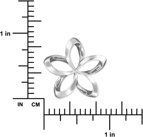 Vista 3 de Collar con colgante de plumeria abierta de plata de ley de 0.945 in, extensor de 16+2 pulgadas