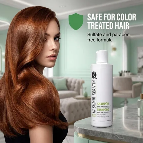 Vista 5 de Kashmir Keratin Champú enriquecido sin sulfato sin parabenos para todo tipo de cabello NUEVA PRESENTACIÓN (8 Fl. Oz)