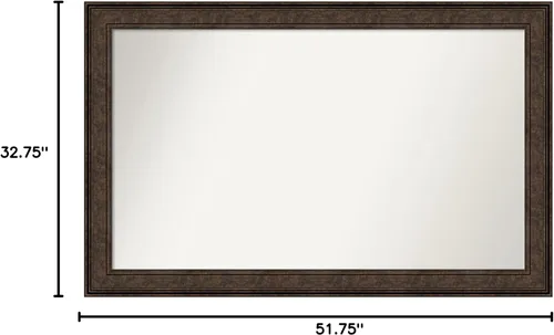 Vista 407 de Amanti Art Espejo de pared personalizado no biselado (25 x 25 pulgadas), marco de bronce acentuado, varios tamaños personalizados, espejo de baño