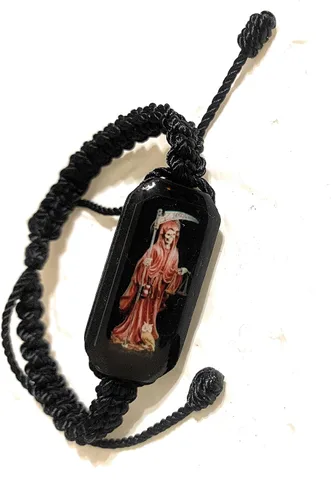 Vista 4 de Chavarrieta Pulsera Hilo Negro Pulsera Roja de hilo de la Santa Muerte, Cuentas de vidrio,