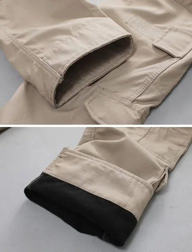 Vista 7 de AKARMY Pantalones de senderismo con forro polar para hombre pantalones tácticos tipo cargo pantalones de esquí de nieve pantalones gruesos