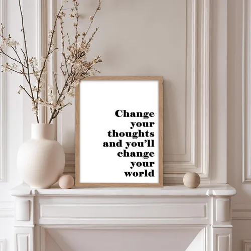Vista 5 de Poster Master Póster tipográfico – Impresión de cita – Cambia tus pensamientos, cambia tu mundo, inspirador, motivacional – Regalo para familia