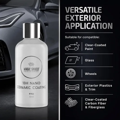 Vista 8 de Magic Shield Revestimiento de cerámica PRO 10H – Autorreparable Larga duración para 2 coches + Protección avanzada de SiO2 Fácil aplicación