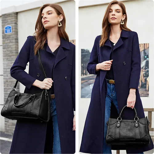Vista 2 de Iswee Bolso de mano para mujer, bolso de hombro genuino, bolsos de cuero Hobo, bolsos cruzados, bolso vintage