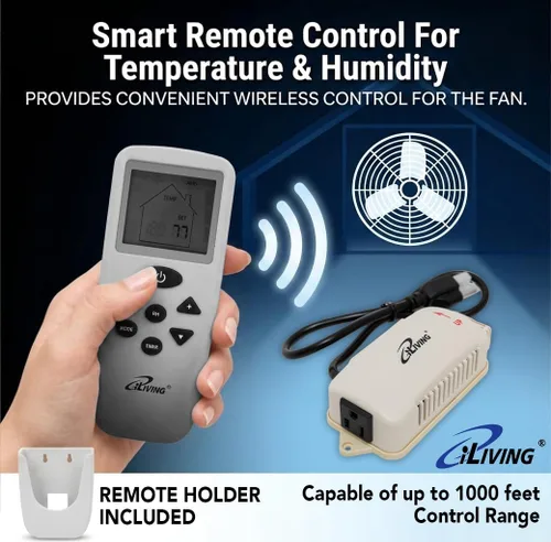 Vista 2 de iLIVING ILG8SFRC - Kit de control remoto inteligente con termostato programable, humidistato, controlador de velocidad de estado sólido