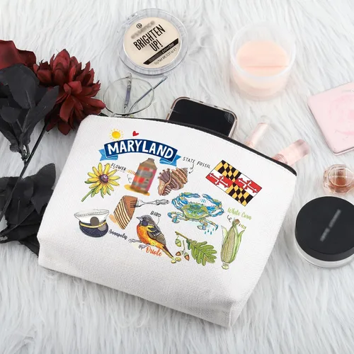 Vista 3 de PWHAOO Maryland State Souvenirs Gift Maryland Bolsa de maquillaje Maryland Bolsa de cosméticos para el hogar Maryland Regalo de turismo Maryland