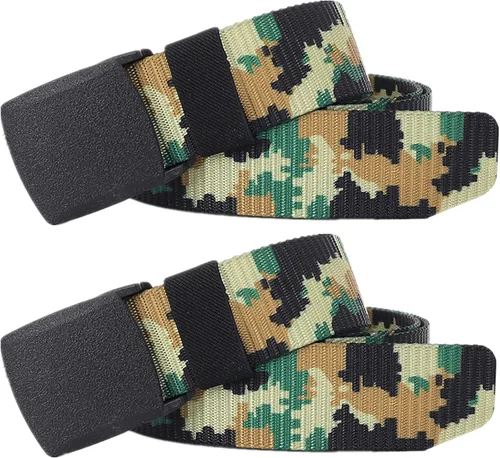 Vista 23 de Cinturones para hombre, cinturón táctico militar de nailon camuflaje con hebilla de plástico ajustable, paquete de 2