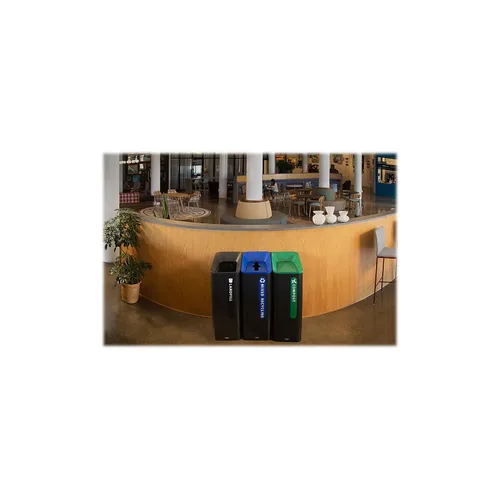 Vista 4 de Rubbermaid Commercial Products Sustain - Contenedor decorativo de 15 galones, negro/verde, interior para edificios de oficinas, patios de comida