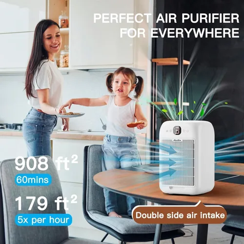 Vista 5 de Aircillin Purificadores de aire para el dormitorio del hogar de hasta 908 pies cuadrados, purificadores de aire con filtro HEPA, aromaterapia, botón