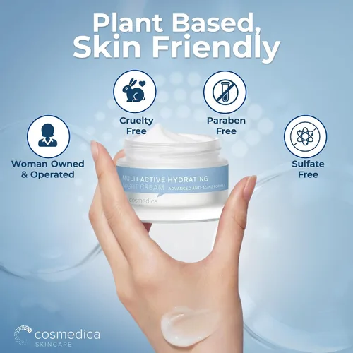 Vista 7 de Cosmedica Skincare Crema hidratante de noche multiactiva, hidratante revitalizante durante la noche y crema antienvejecimiento para cara y cuello