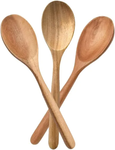 Vista 11 de Cuchara de madera, cucharas de cocina de madera de acacia saludable, cuchara de cocina duradera, cucharón de madera antiarañazos para cocinar