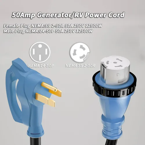 Vista 6 de PlugSaf - Cable generador de 50 amperios, cable de extensión RV de 25 pies