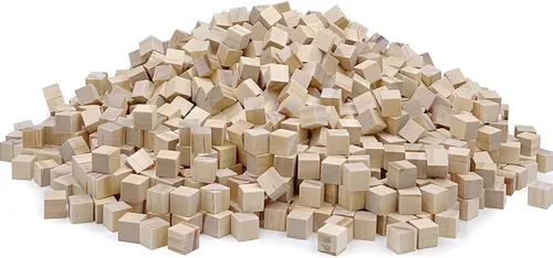 Vista 3 de Bloques de madera para manualidades, cubos de madera sin terminar, bloques cuadrados de madera de pino natural de 1 cm, cubos de madera para artes