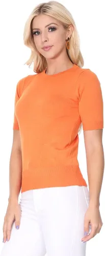 Vista 4 de YEMAK Suéter de Punto Top para Mujer – Media Manga Cuello Redondo Básico Casual Ajuste Clásico Ligero de Punto Suave Pullover Tee