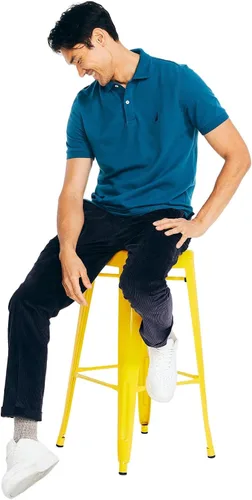 Vista 2 de Nautica playera polo clásica de mangas cortas, color sólido, para hombre