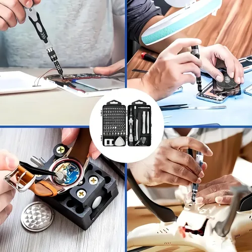 Vista 3 de Juego de 115 piezas de destornilladores de precisión para teléfono, computadora, reloj, consola, lentes, electrónico - Kit profesional
