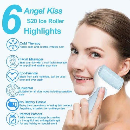 Vista 3 de Angel Kiss Rodillo de hielo para ojos faciales, idea de regalo para mujeres, masajeador de terapia de frío para reducir la hinchazón