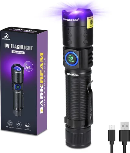 Vista 7 de DARKBEAM Linterna UV 365nm LED de luz negra, linternas ultravioleta UV 365 NM (azul)