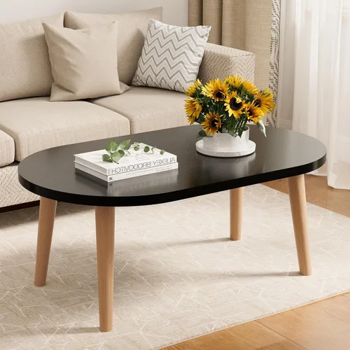 Vista 21 de Mesa de Centro, Mesas de Centro Pequeñas de 23.6", Mesas de Centro Redondas Negras para Sala de Estar, Mesa de Piso para Sentarse en el Suelo, Mesa