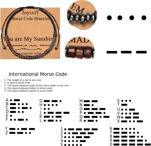 Vista 6 de JoycuFF Inspirational Morse Code Bracelets for Women Christmas Birthday Gifts for Her Secret Message Funny Jewelry with Wood Beads for Friend