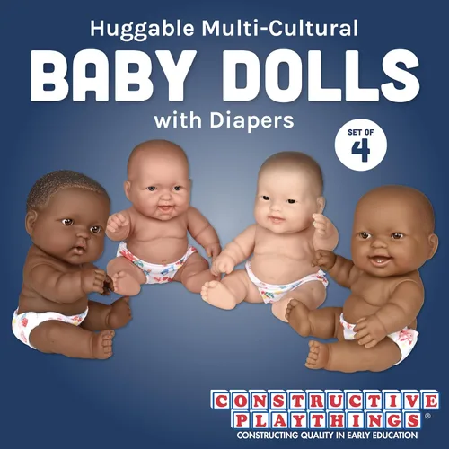 Vista 2 de Constructive Playthings 10 Inch Multi-Cultural Baby Dolls, Set of 4