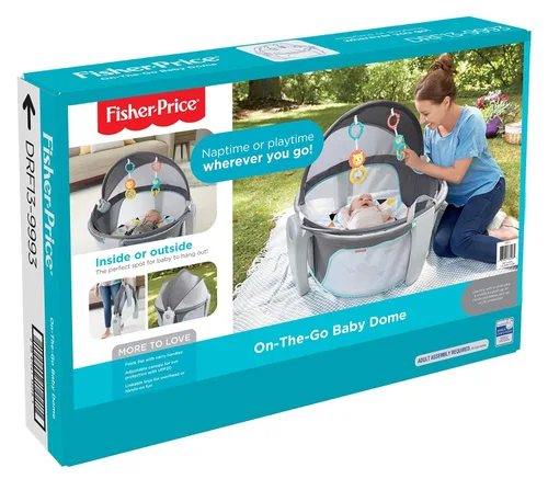 Vista 19 de Fisher-Price Moisés Portátil On-The-Go Baby Dome, Espacio de Juego de Viaje con Juguetes de Desarrollo para Recién Nacidos y Toldo, Windmill